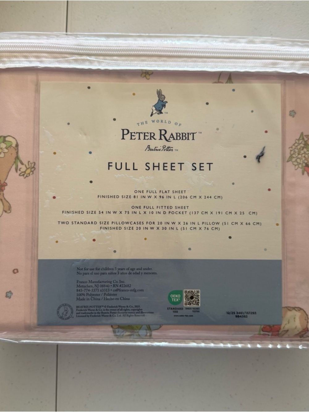 Peter Rabbit Full Sheet Set - Pink
